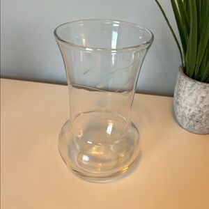 Vintage Federal Glass Clear Etched Vase with Leaf Band
Mid-Century